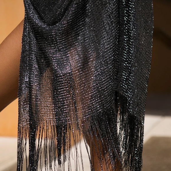 Fringe Night Shimmers Boho Open Front Kimono - Picture 6 of 8